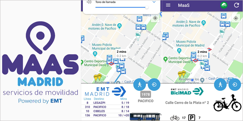La aplicación MaaS Madrid desarrolla el concepto de movilidad como servicio y ofrece información sobre transporte multimodal en la ciudad.