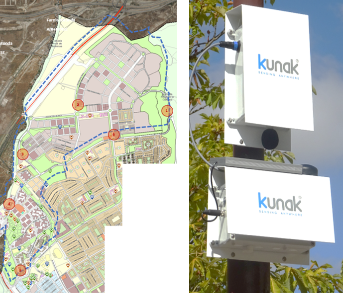 Unidad smart de monitorización de calidad del aire y rudio area actuación E-DUSI.