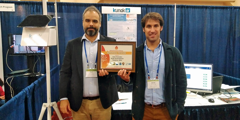 Javier Fernández Huerta y Miguel Escribano, CEO y director de Desarrollo de Negocio de Kunak, fueron los encargados de recoger el premio de la Agencia de Protección Ambiental de Estados Unidos.