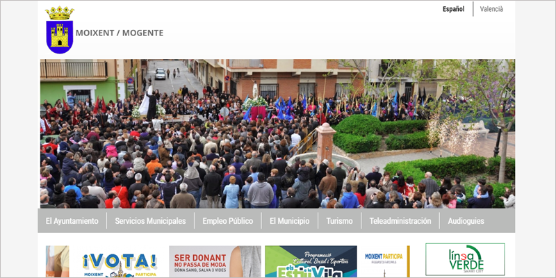 Web de Moixent-Mogente, uno de los municipios de la provincia de Valencia que han hecho accesible su web con la aplicación informática 'Inclusite'.