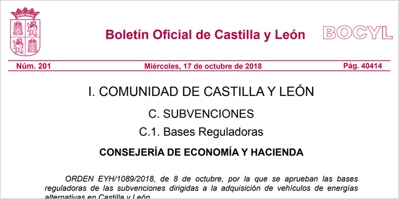 Extracto de la orden que regula la convocatoria de subvenciones para la compra de vehículos eléctricos y de otras energías alternativas en Castilla y León.