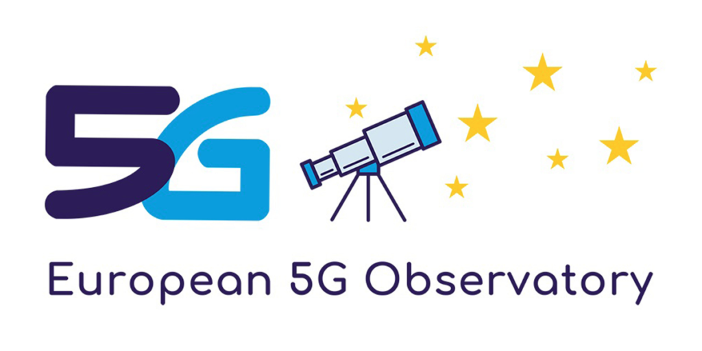 Logotipo del Observatorio Europeo 5G formado por un 5 y una G junto a un telescopio que enfoca estrellas amarillas. El Observatorio Europeo sobre 5G fue creado por la Comisión Europea el pasado mes de febrero y ahora ha presentado su plantaforma en línea y su primer informe.