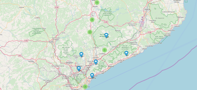 Zonas de Cataluña en las que se han llevado a cabo las mediciones.