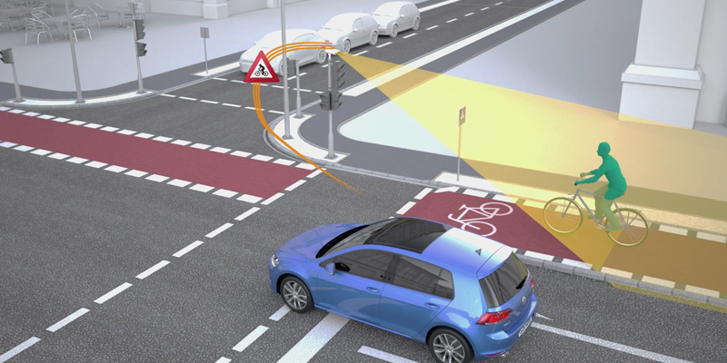 En esta imagen se muestra el funcionamiento del sistema basado en WLANp que permite el intercambio de información entre vehículos y semáforos.
