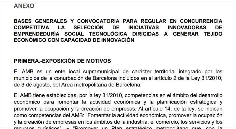 La convocatoria de iniciativas innovadoras de emprendimiento social tecnológico del Área Metropolitana de Barcelona cierra el plazo de recepción de propuestas el próximo 19 de noviembre.