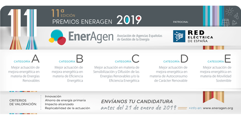 Las candidaturas a la convocatoria de los Premios EnerAgen 2019 pueden presentarse antes del 21 de enero.