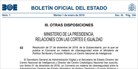 Ministerio de Política Territorial y Función Pública firma un convenio sobre ciberseguridad con el Centro Criptológico Nacional
