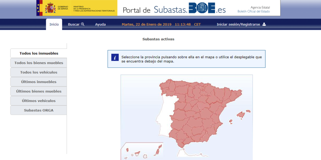 El Portal de Subastas BOE engloba en una única plataforma todas las subastas judiciales, tributarias y administrativos de organismos estatales.