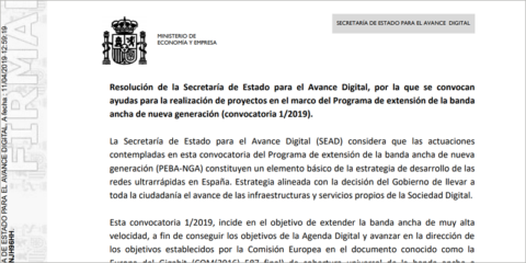 Ampliado el plazo de la convocatoria de ayudas para la extensión de banda ancha del Ministerio de Economía