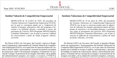 La Comunidad Valenciana convoca las ayudas del Plan Moves con un presupuesto de casi 2,4 millones de euros
