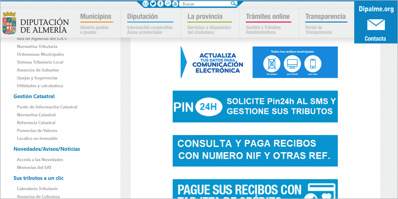 Web de la Diputación de Almería en la que se pueden encontrar todas las opciones de Administración electrónica disponibles. 