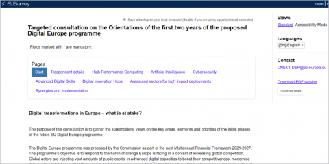 La Comisión Europea abre una consulta pública para orientar los dos primeros años del programa Europa Digital