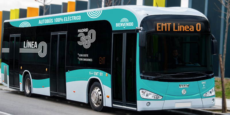 Un autobus cero emisiones de la Empresa Municipal de Transportes de Madrid.