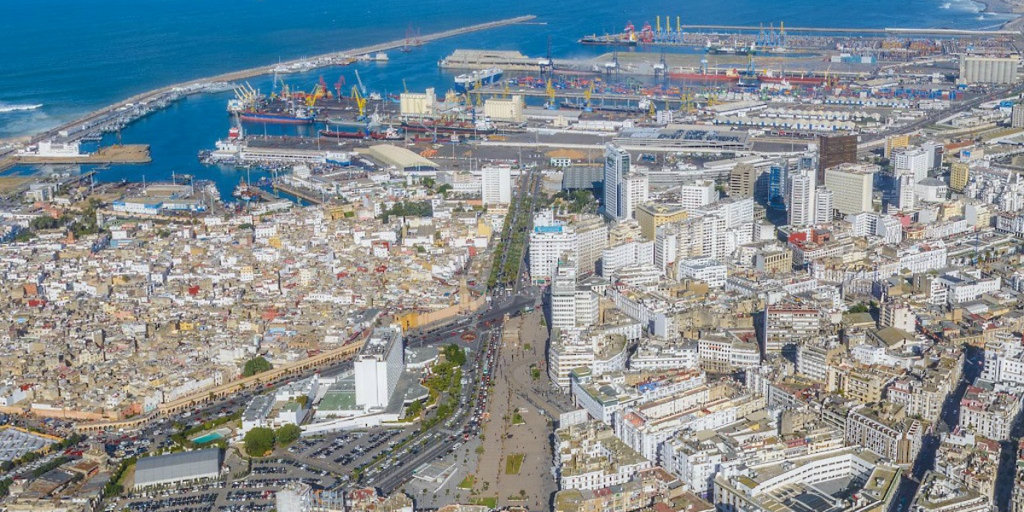 Vista aérea de la ciudad de Casablanca y su puerto