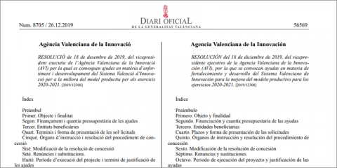 Nueva convocatoria anticipada de ayudas para proyectos innovadores en la Comunidad Valenciana