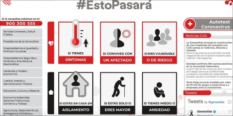 La Generalitat Valenciana informa sobre el coronavirus a través de una web y una asistente virtual