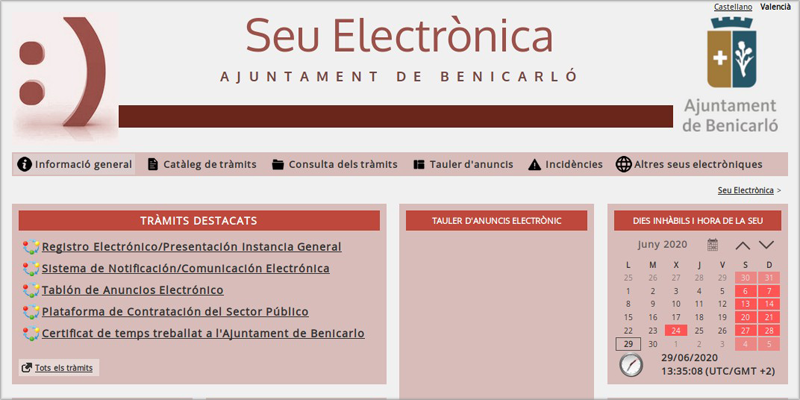 El Ayuntamiento de Benicarló permite realizar más de 1.000 trámites en su administración electrónica
