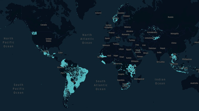 mapa mundial de conectividad de las escuelas