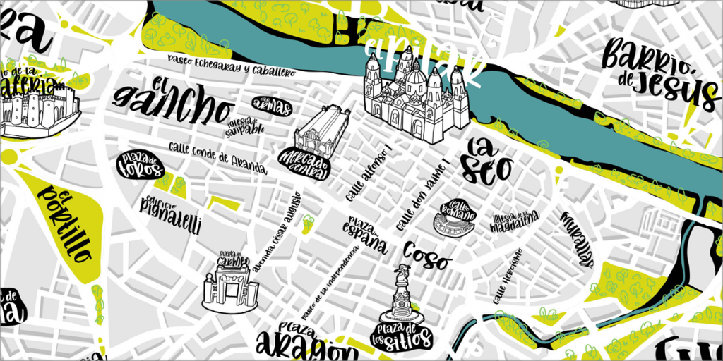 La ciudad de Zaragoza, recreada en un mapa digital e interactivo