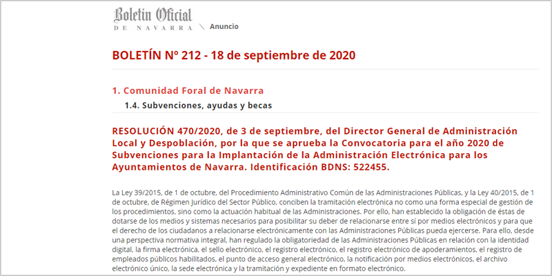 Hasta 100.000 euros para la implantación de la administración electrónica en ayuntamientos de Navarra