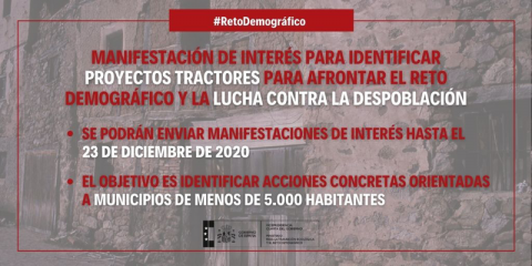 Convocatoria para identificar ideas frente al reto demográfico y la despoblación