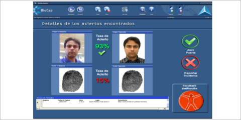 Sistema de seguridad, verificación y control de acceso mediante captura y almacenamiento de datos biométricos y su procedimiento asociado