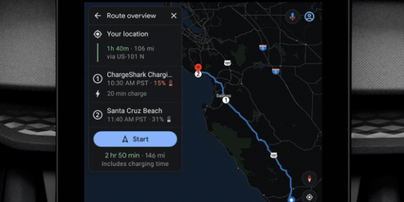 nuevas funcionalidades para vehículos eléctricos en Google Maps