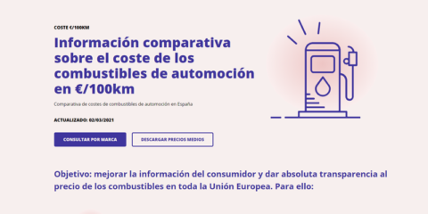 Nueva web para comparar el coste de los combustibles de automoción, incluida la electricidad