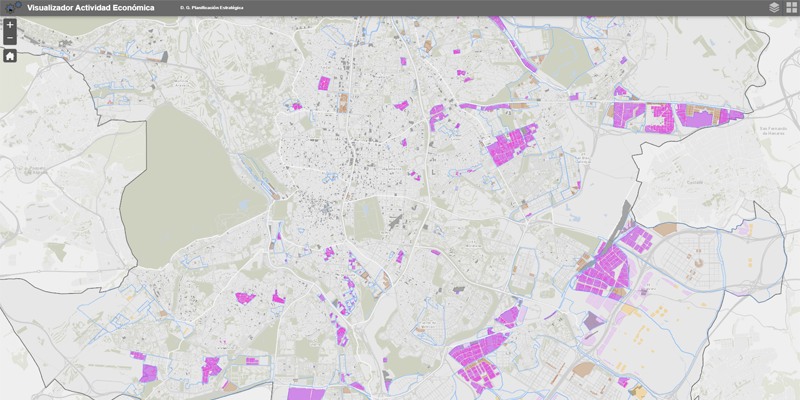 Un mapa permite visualizar toda la información de las parcelas de actividad económica de la ciudad de Madrid