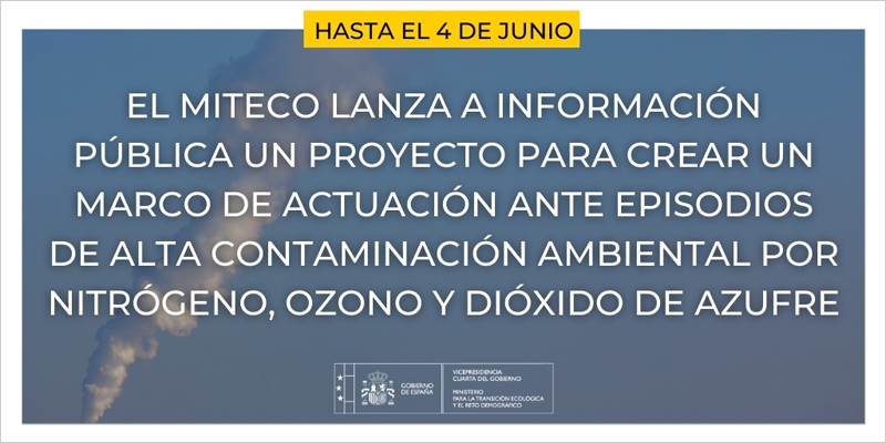 Abierto a información pública el proyecto de Plan Marco de acción ante episodios de contaminación ambiental