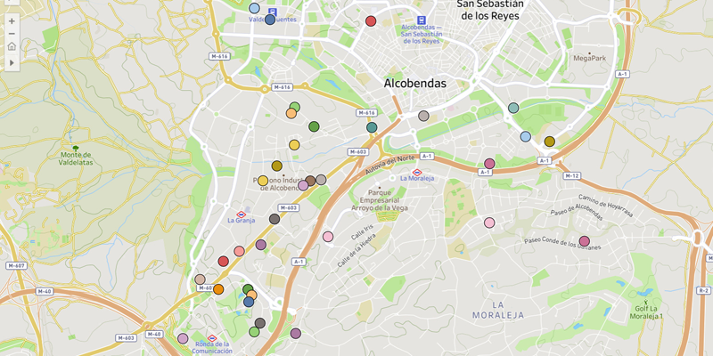 mapa de puntos de recarga para vehículos eléctricos de Alcobendas