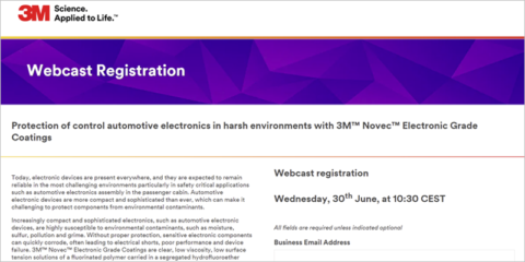 3M organiza un webinar sobre los recubrimientos de grado electrónico 3M Novec