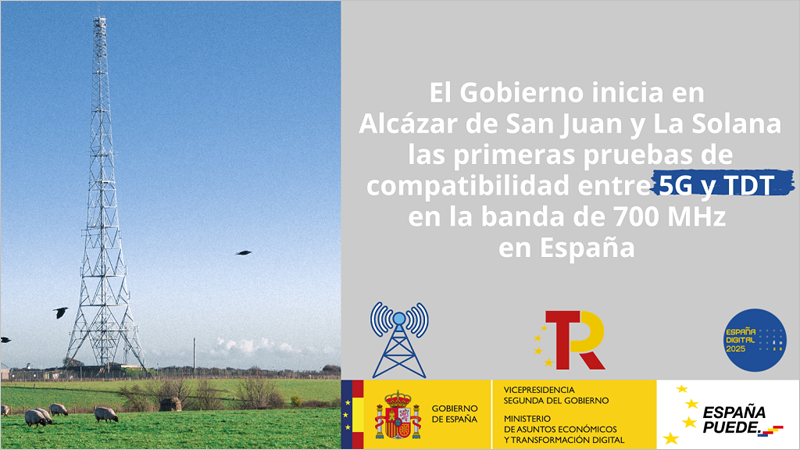 pruebas de compatibilidad entre 5G y TDT en la banda de 700 MHz en Alcázar de San Juan y La Solana