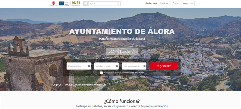 página web de participación ciudadana de Álora (Málaga)