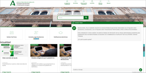 Un nuevo asistente virtual ayuda a resolver las dudas de la ciudadanía andaluza en materia fiscal