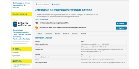 Canarias permite acceder al registro de certificados energéticos mediante una plataforma de datos abiertos