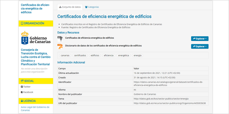 Canarias permite acceder al registro de certificados energéticos mediante una plataforma de datos abiertos