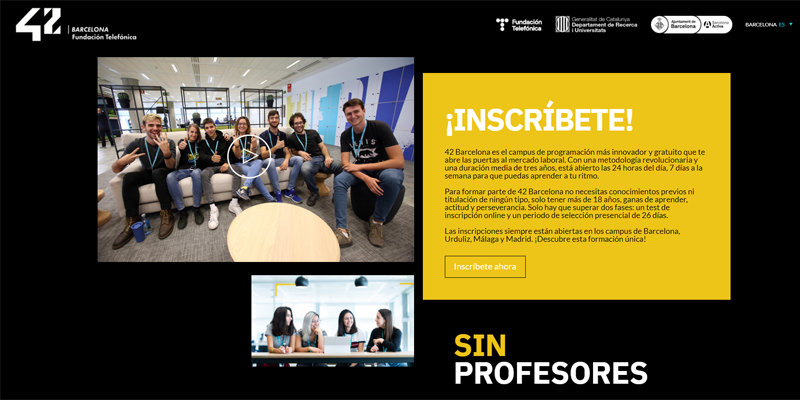 El campus de programación 42 Barcelona abre las inscripciones para preparar para las profesiones digitales del futuro