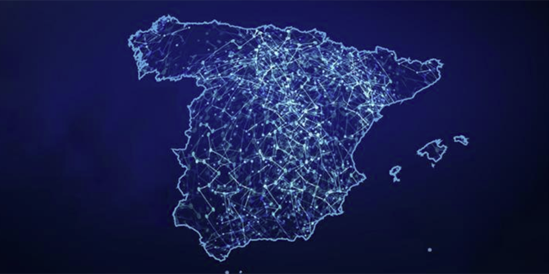 Mapa de España con puntos de conexión