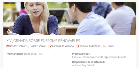 Pavapark participa en la XIV Jornada sobre Energías Renovables de la Universidad Politécnica de Valencia