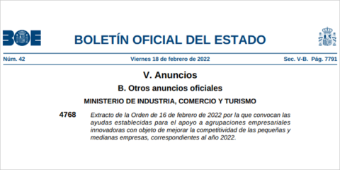 Ayudas de 8 millones de euros para apoyar a las Agrupaciones Empresariales Innovadoras