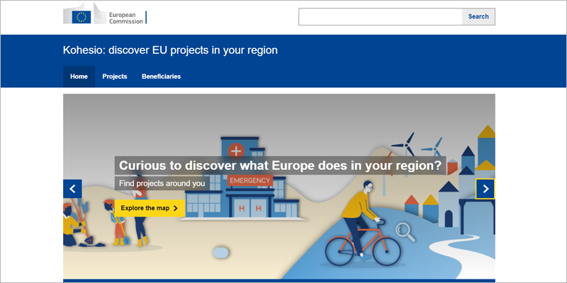 En marcha la plataforma online pública Kohesio con información sobre proyectos europeos de cohesión
