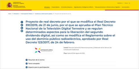Audiencia pública sobre la ampliación de las emisiones de TDT y el uso de la banda de 26 GHz