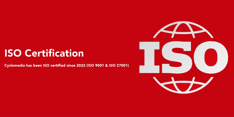 Cyclomedia obtiene la certificación ISO 9001 de gestión de calidad e ISO 27001 de seguridad de la información