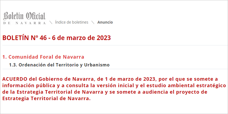 Abierta a información pública la versión inicial de la nueva Estrategia Territorial de Navarra