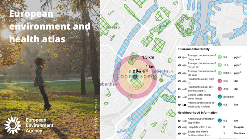 atlas interactivo online de AEMA con datos sobre medio ambiente y salud en Europa