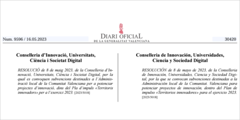 Ayudas de 3,5 millones para proyectos innovadores de municipios de la Comunidad Valenciana