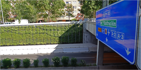 Un tramo de la M-30 de Madrid ya cuenta con jardines verticales y sensores de contaminación