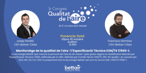 Bettair Cities participa como patrocinador Gold en el Congreso de Calidad del Aire de Sabadell
