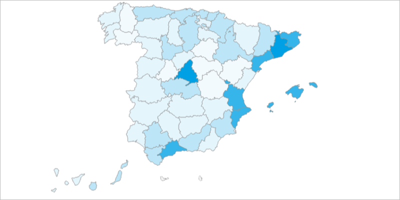 Las provincias españolas más pobladas albergan la mayor parte de cargadores públicos de vehículos eléctricos